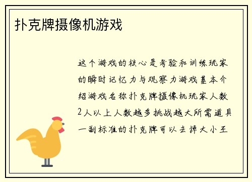 扑克牌摄像机游戏